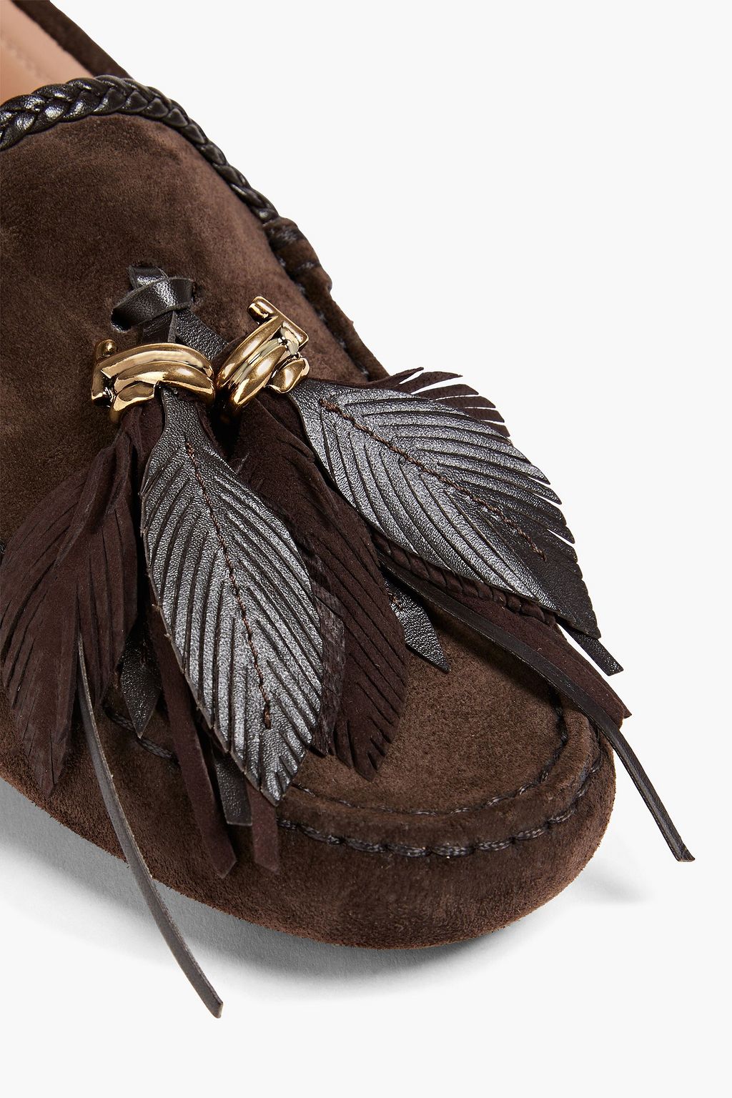 TOD'S Embellished suede loafers