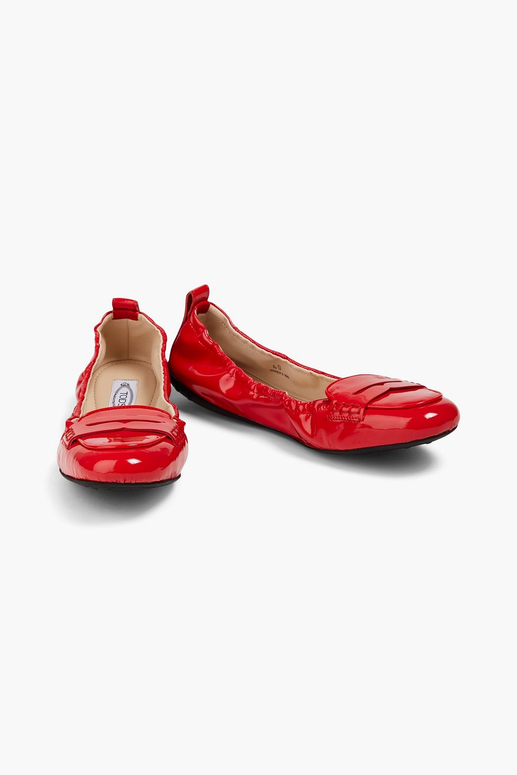 TOD'S حذاء باليرينا مسطح من الجلد اللامع