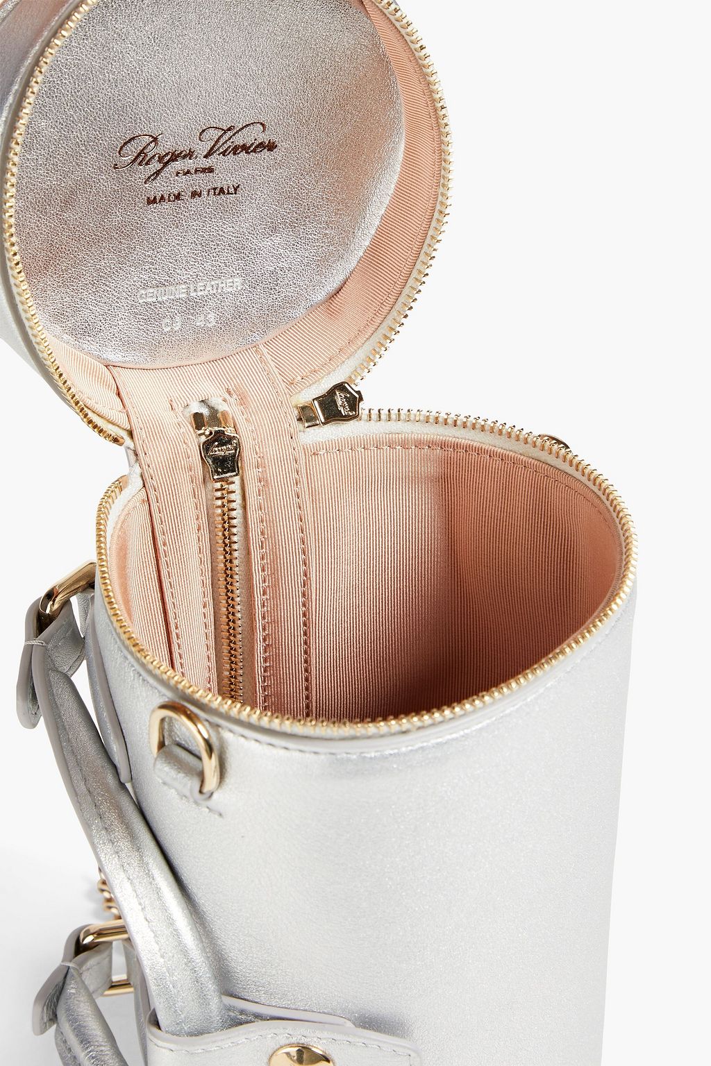 ROGER VIVIER Embellished metallic leather tote