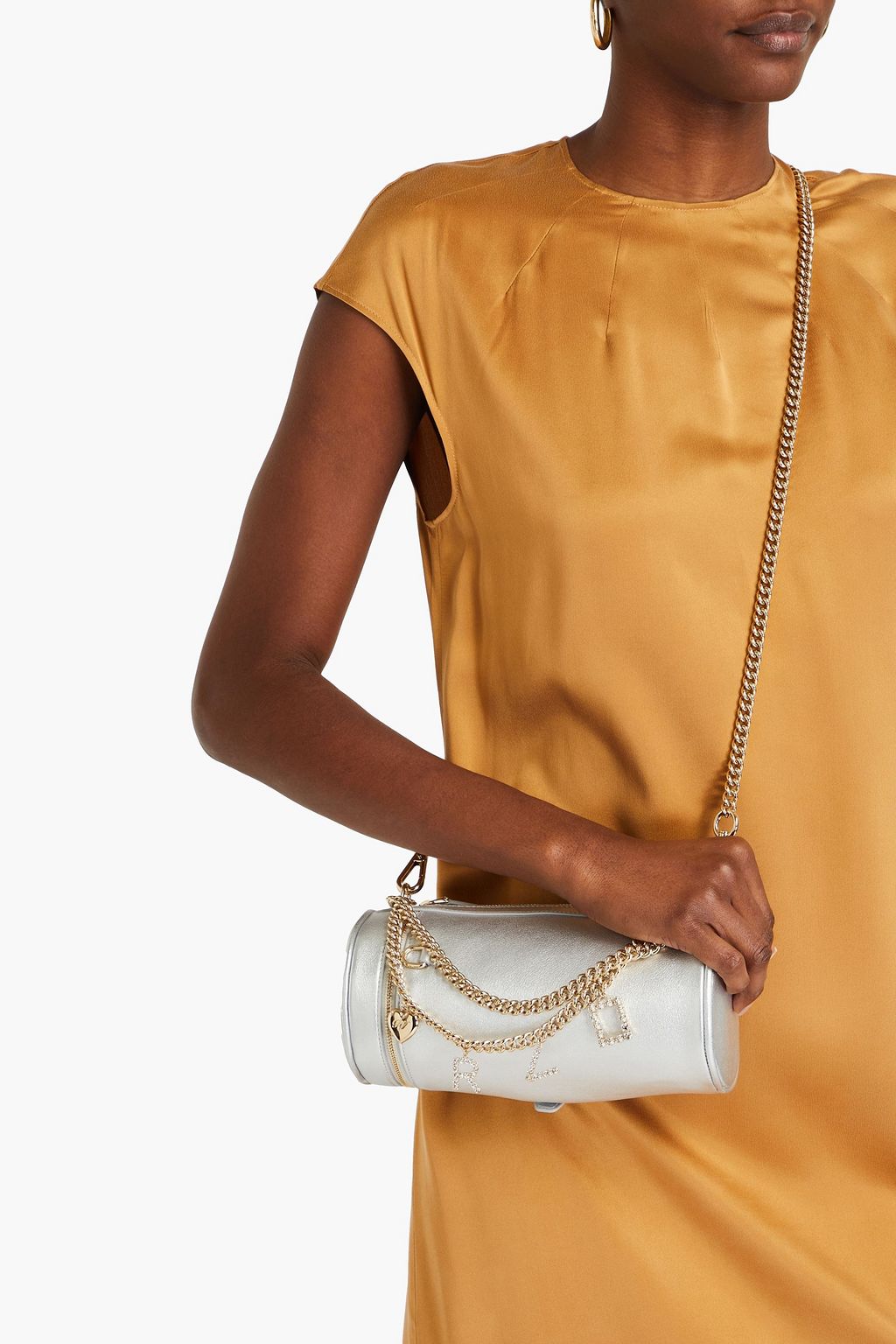 ROGER VIVIER Embellished metallic leather tote