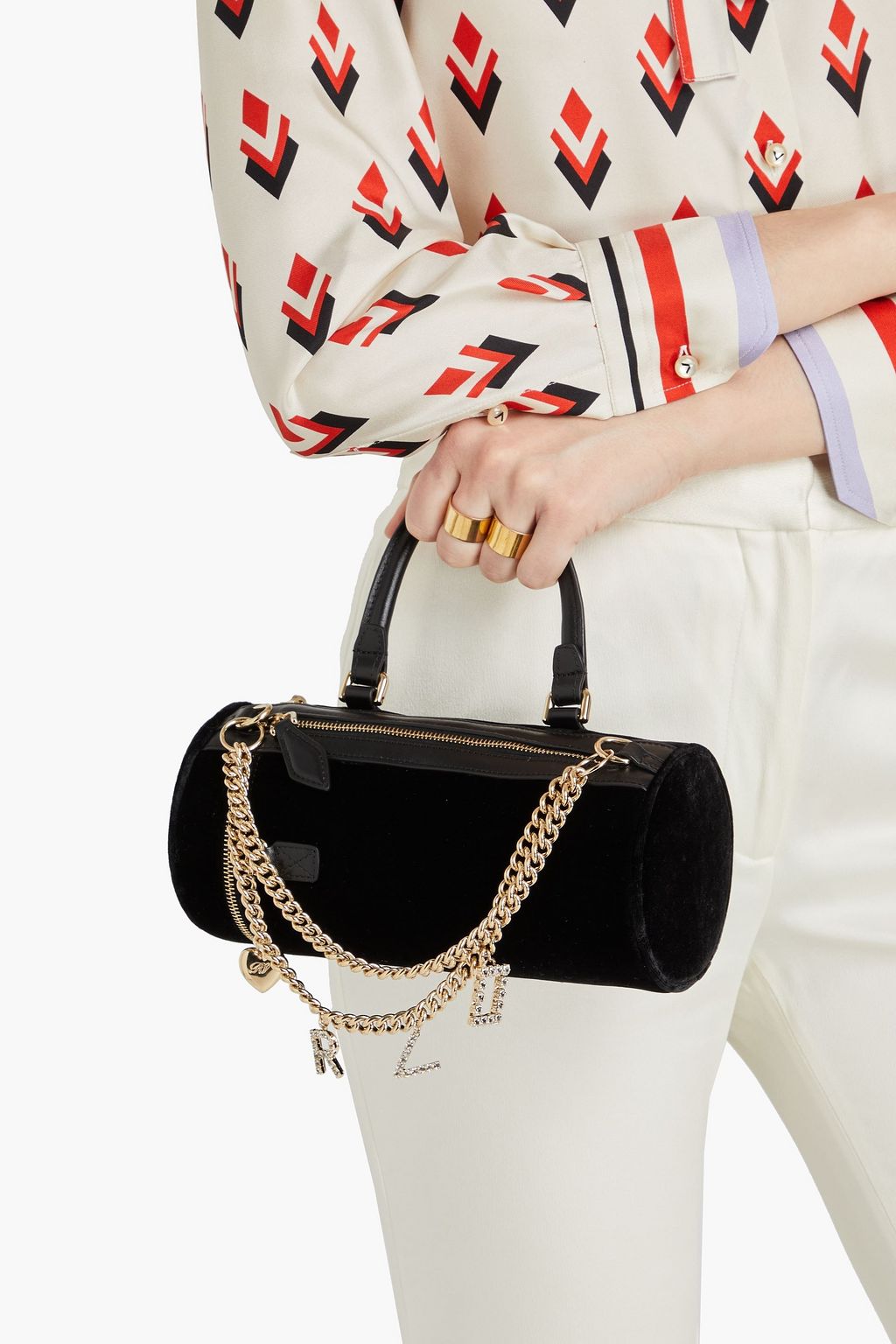 ROGER VIVIER Embellished velvet tote