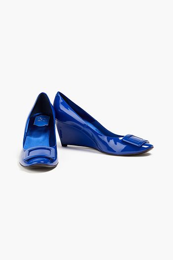 Leather on sale wedge pumps