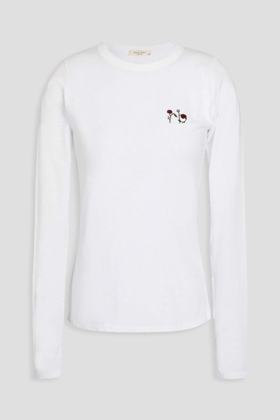 rag & bone - Embroidered slub Pima cotton-jersey top - White - XXS