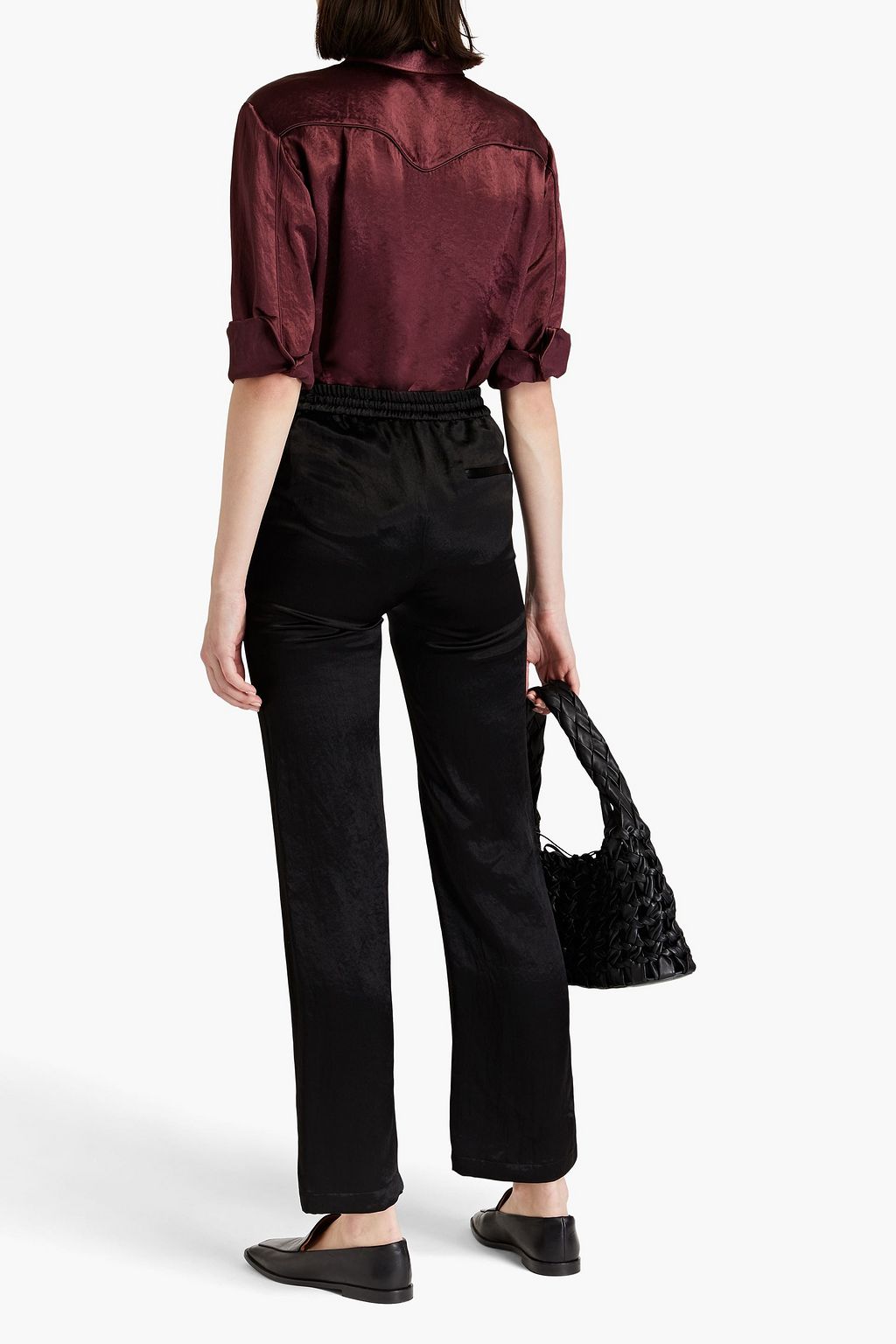 RAG & BONE 크링클 새틴 스트레이트 레그 팬츠
