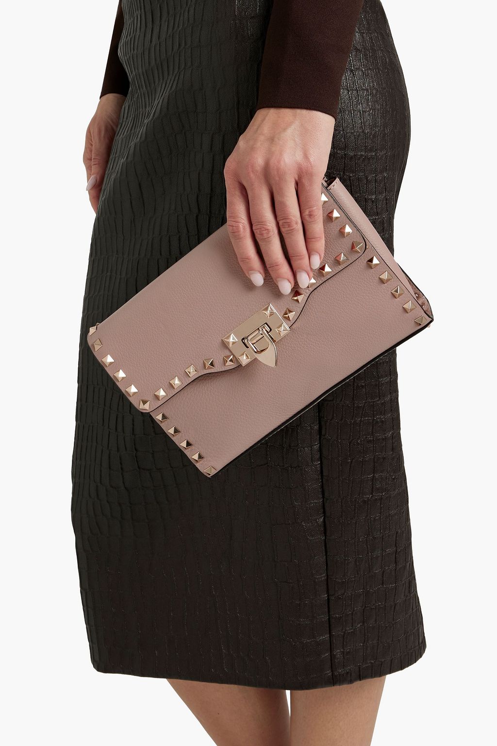 VALENTINO GARAVANI Rockstud pebbled-leather shoulder bag