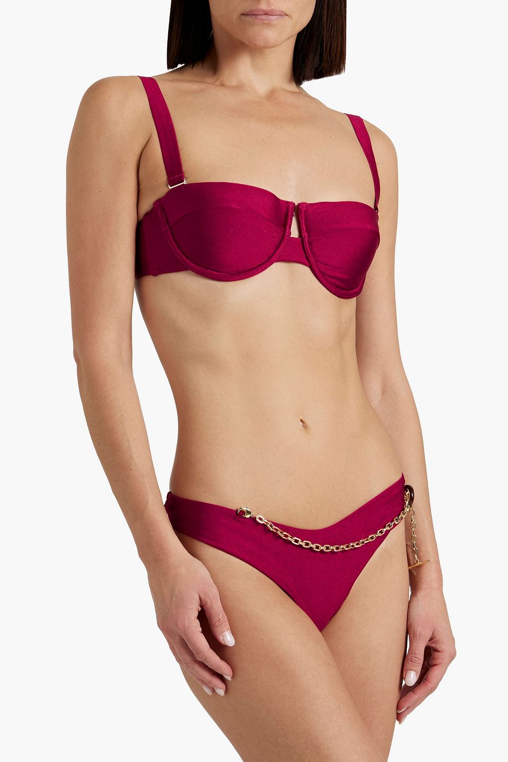 ZIMMERMANN Chain-embellished floral-print low-rise bikini briefs