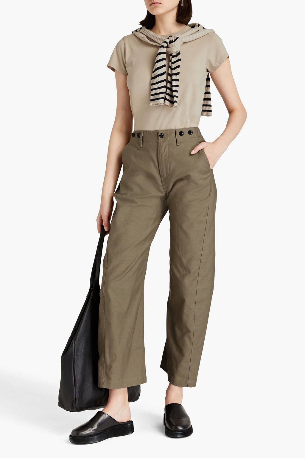 RAG & BONE بنطال «جونز» مصنوع من قطن كنفا ومزيّن بأزرار
