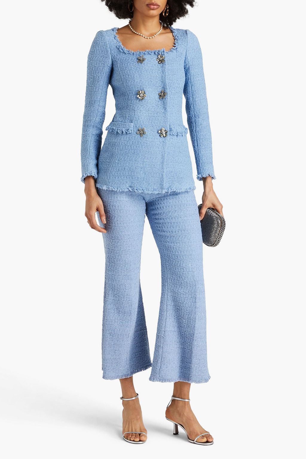 OSCAR DE LA RENTA Double-breasted cotton-blend tweed jacket