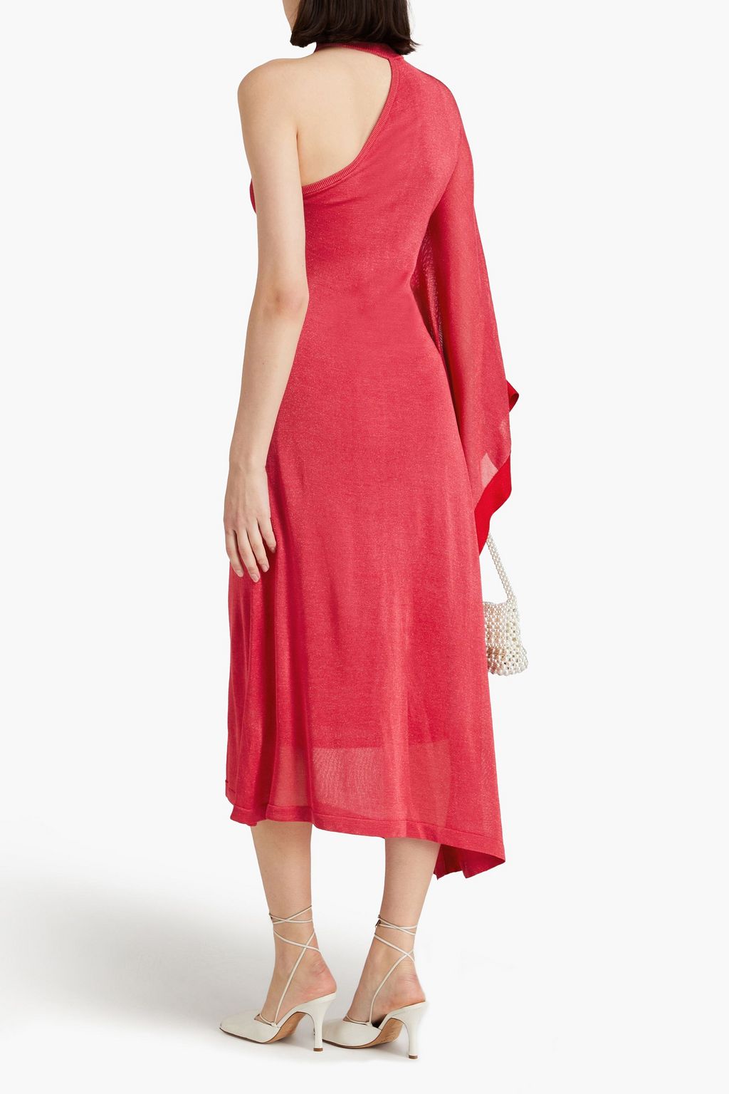 CULT GAIA Nami one-shoulder metallic knitted midi dress