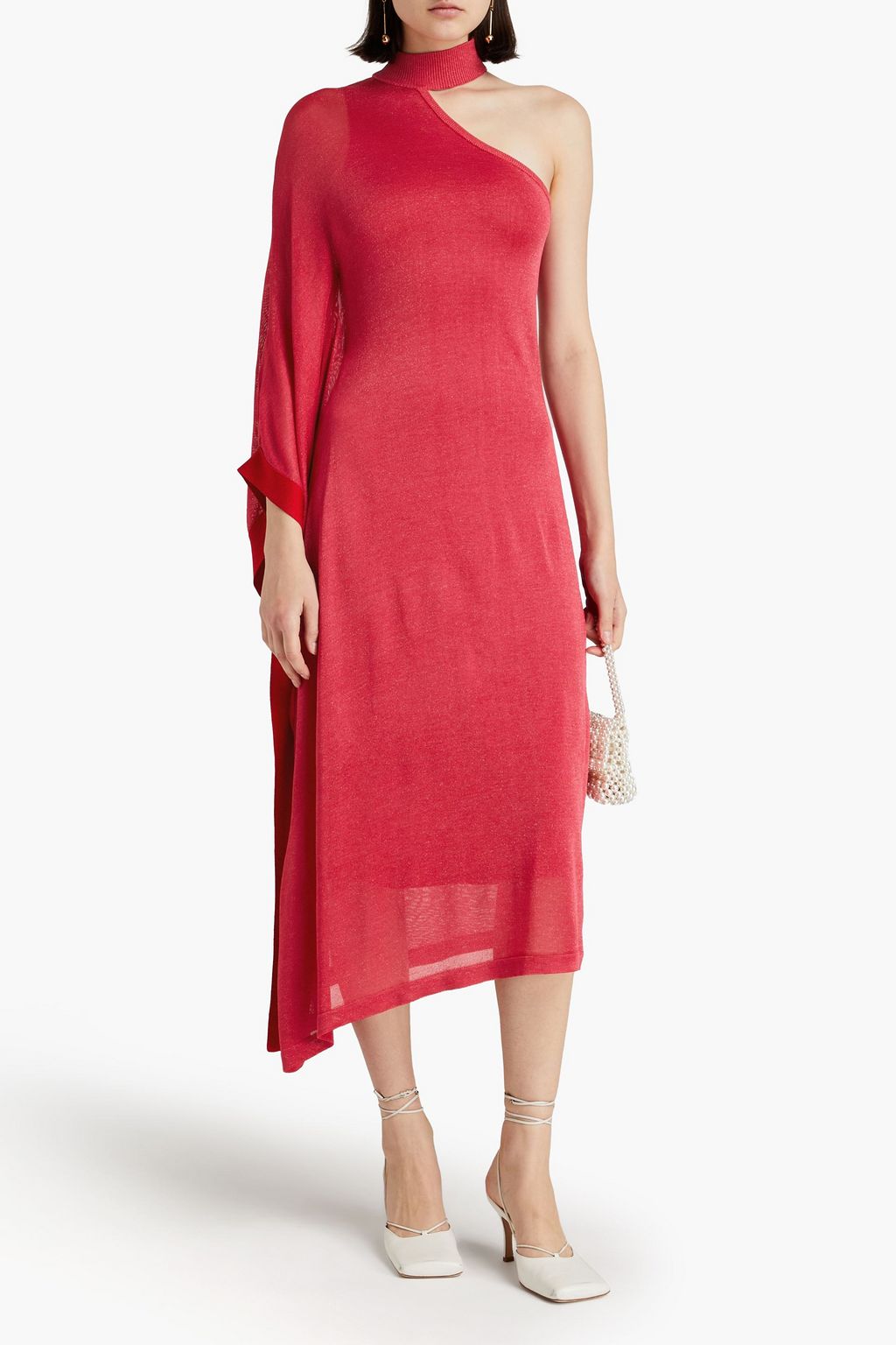 CULT GAIA Nami one-shoulder metallic knitted midi dress