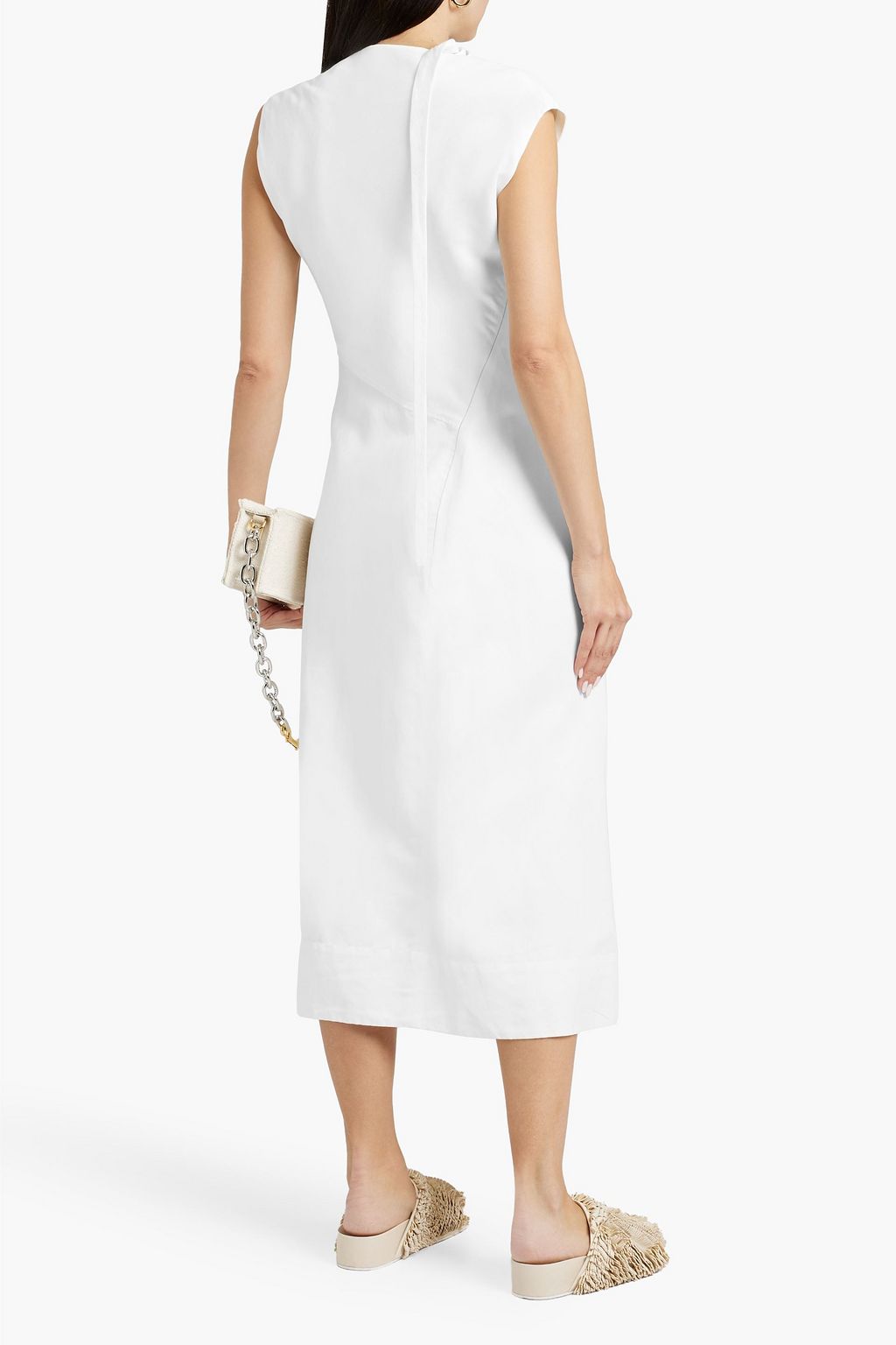 JIL SANDER Tie-detailed twill midi dress