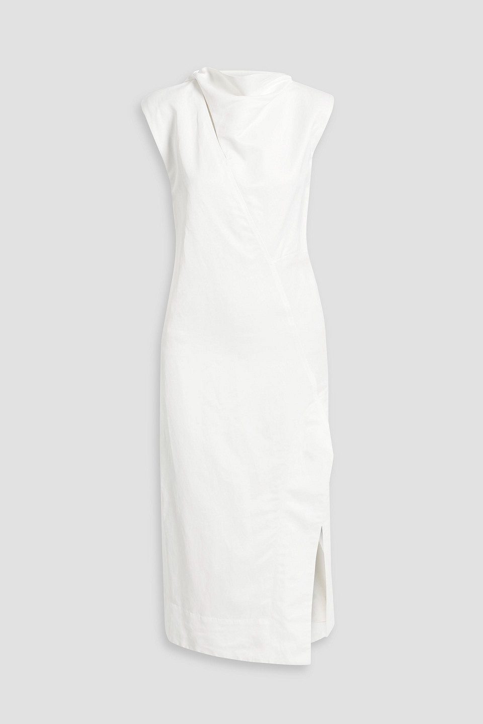 Jil Sander Tie-detailed Twill Midi Dress In White