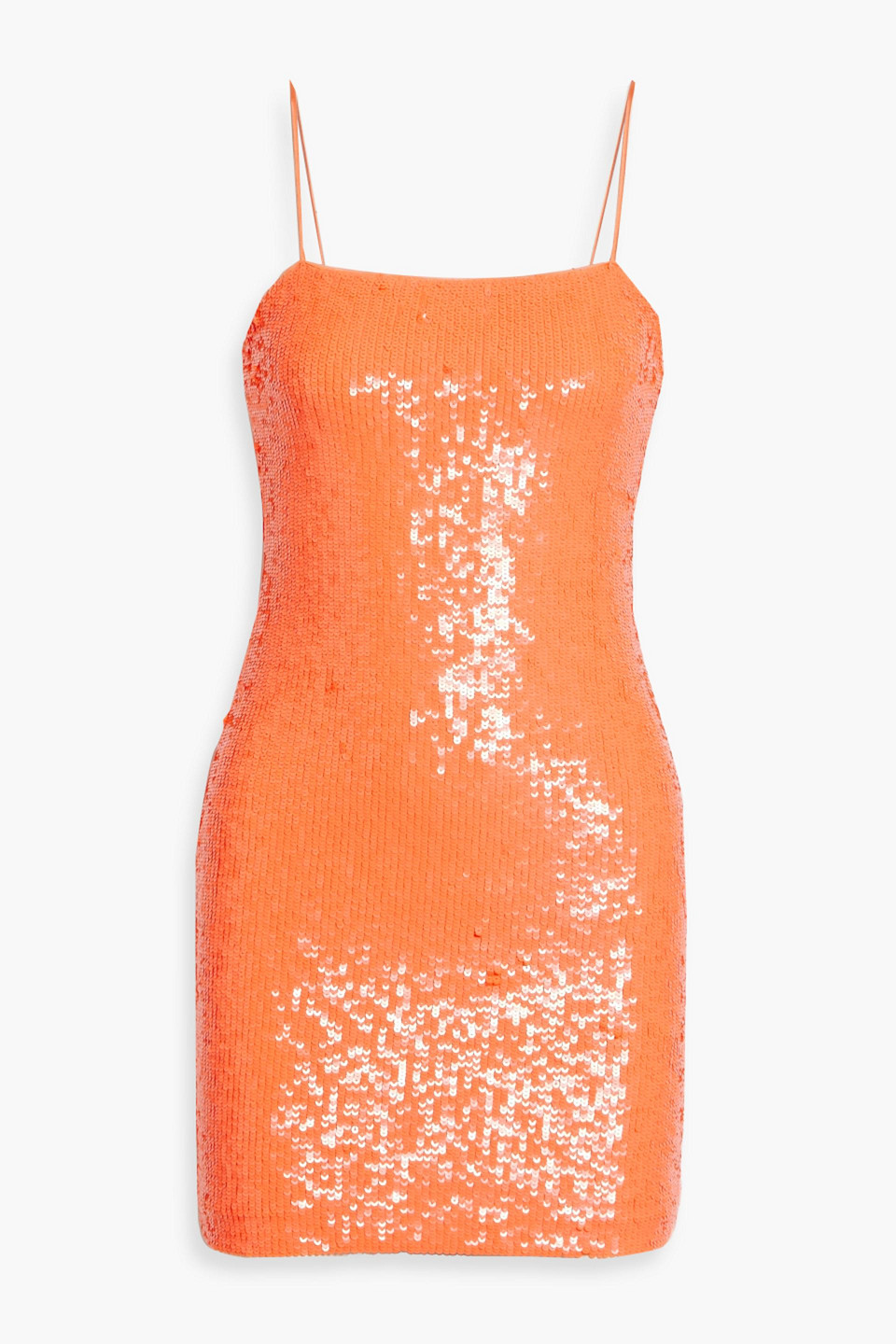 Alice And Olivia Fifi Sequined Stretch-tulle Mini Dress In Orange