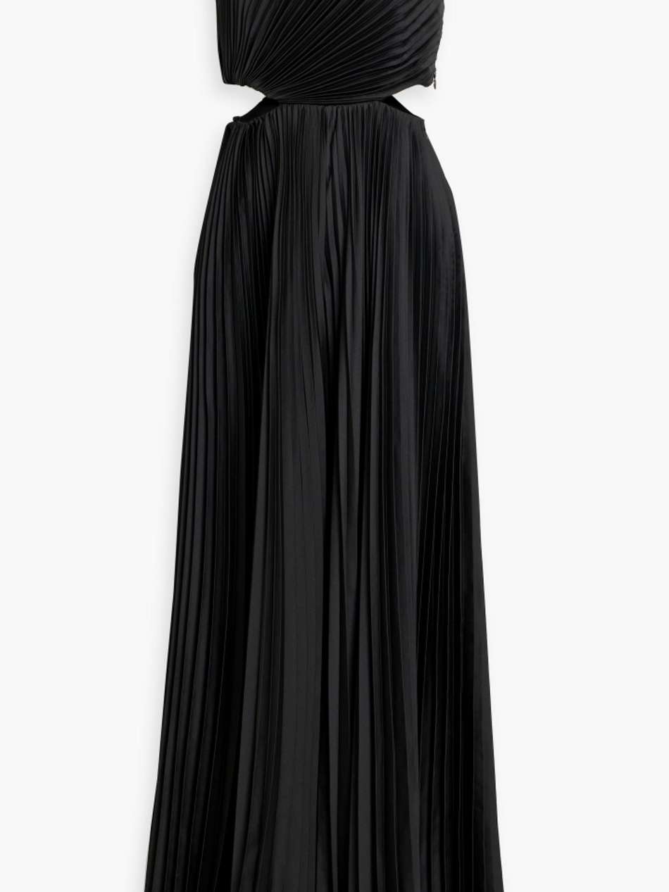 powell cutout pleated satin wide-leg jumpsuit