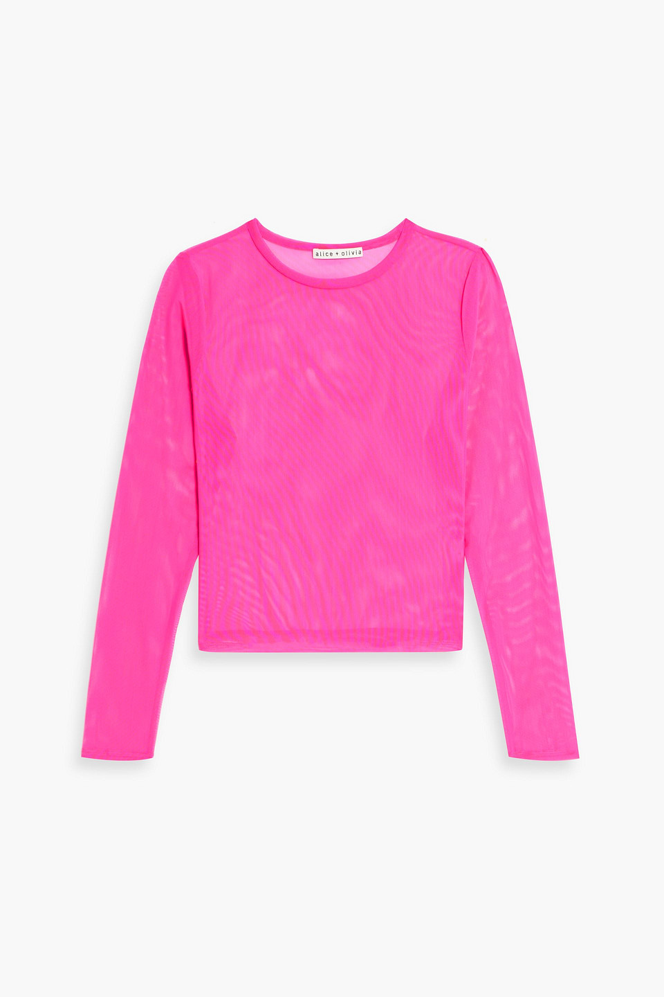 Alice And Olivia Delania Cropped Mesh Top In Bright Pink