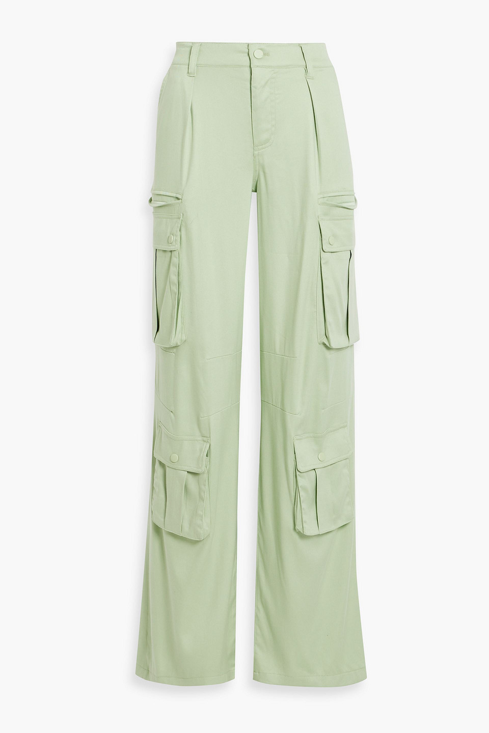 Shop Alice And Olivia Joette Lyocell-blend Cargo Pants In Sage Green