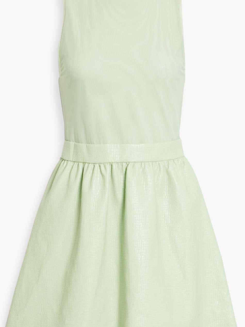 chara mesh-paneled faux croc-effect leather mini dress