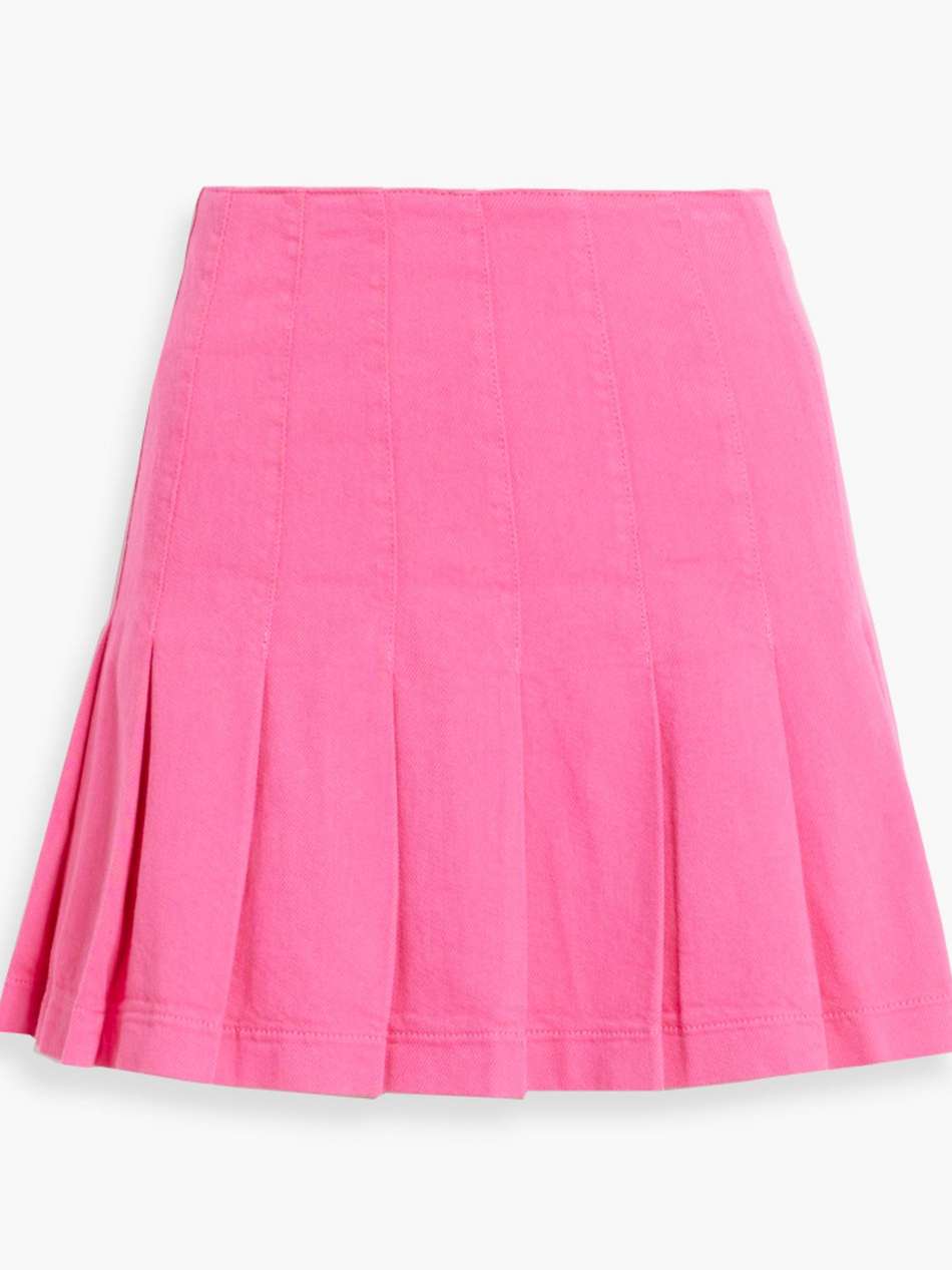 carter pleated denim mini skirt