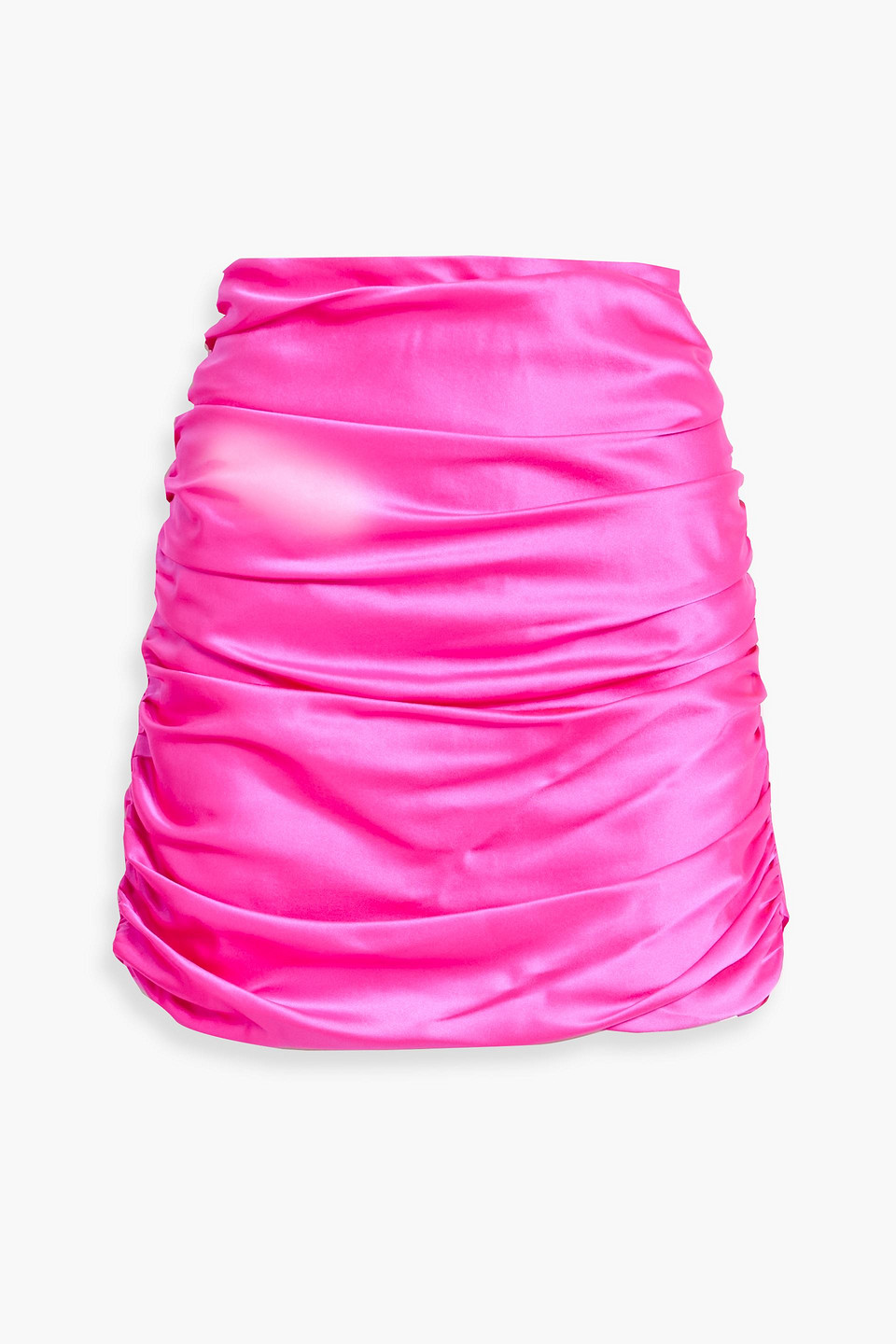 Michelle Mason Ruched Silk-satin Mini Skirt In Bright Pink