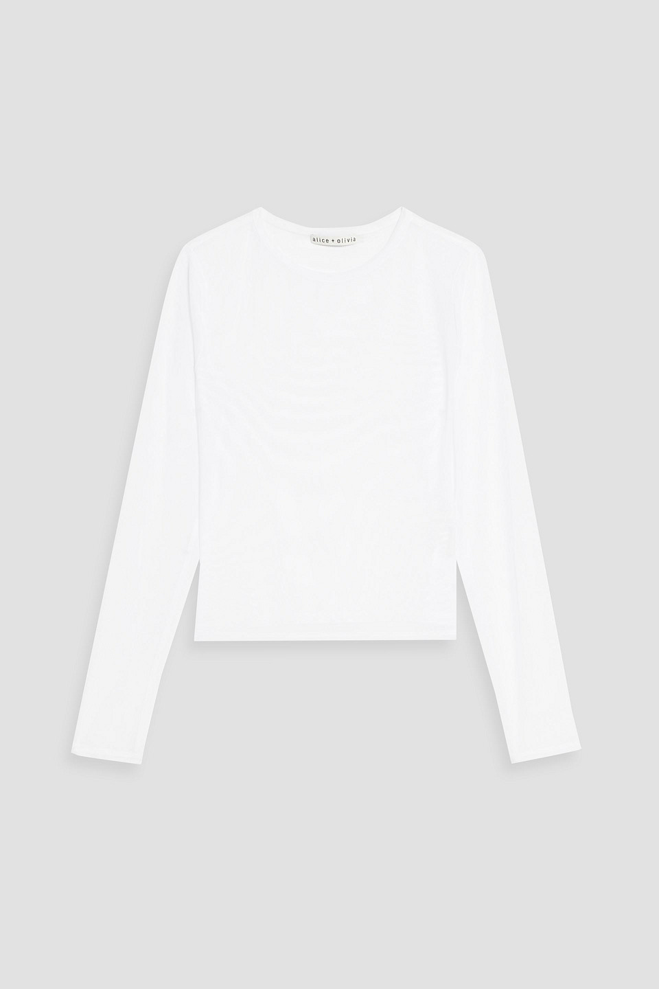 Alice And Olivia Delania Cropped Mesh Top In White