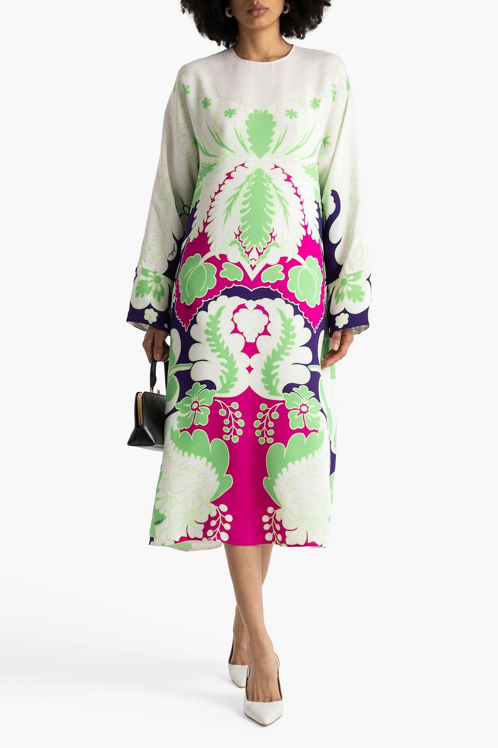 VALENTINO GARAVANI Printed silk-crepe midi dress