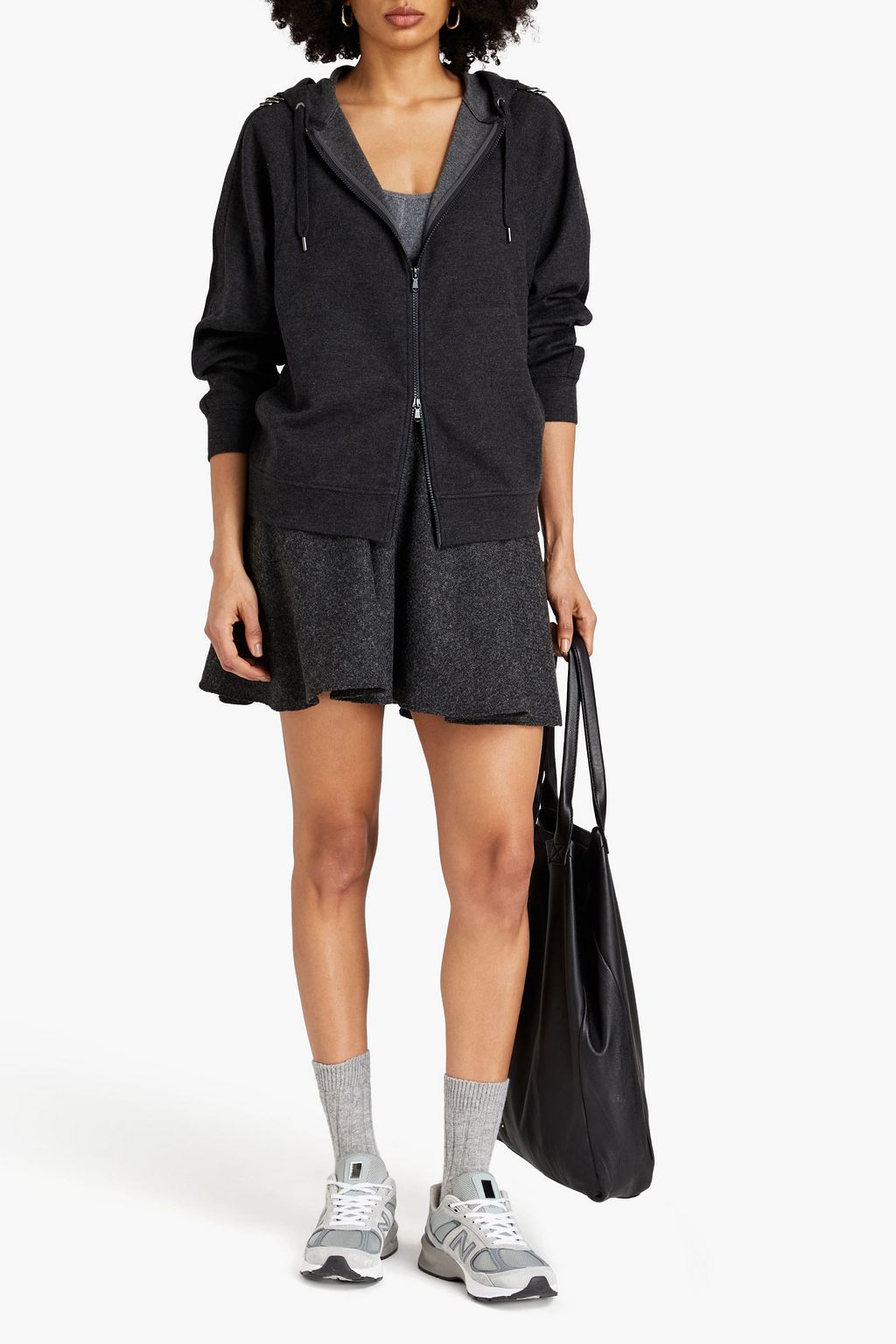 BRUNELLO CUCINELLI カシミヤ混ジャージー ジップアップフーディ