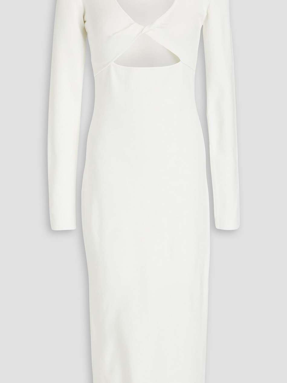 twisted cutout stretch-knit midi dress