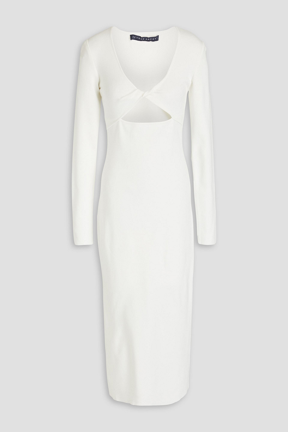 Zeynep Arcay Midikleid Aus Stretch-strick Mit Cut-outs Und Twist-detail In Off-white