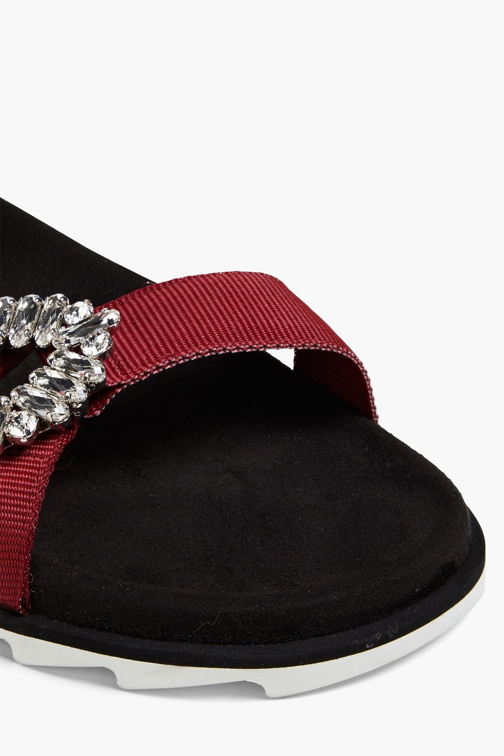 ROGER VIVIER صندل مصنوع من الحرير المضلع ومزين بالكريستال
