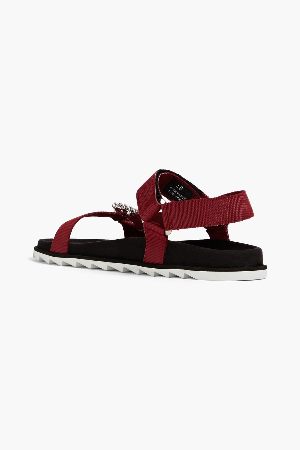 ROGER VIVIER صندل مصنوع من الحرير المضلع ومزين بالكريستال