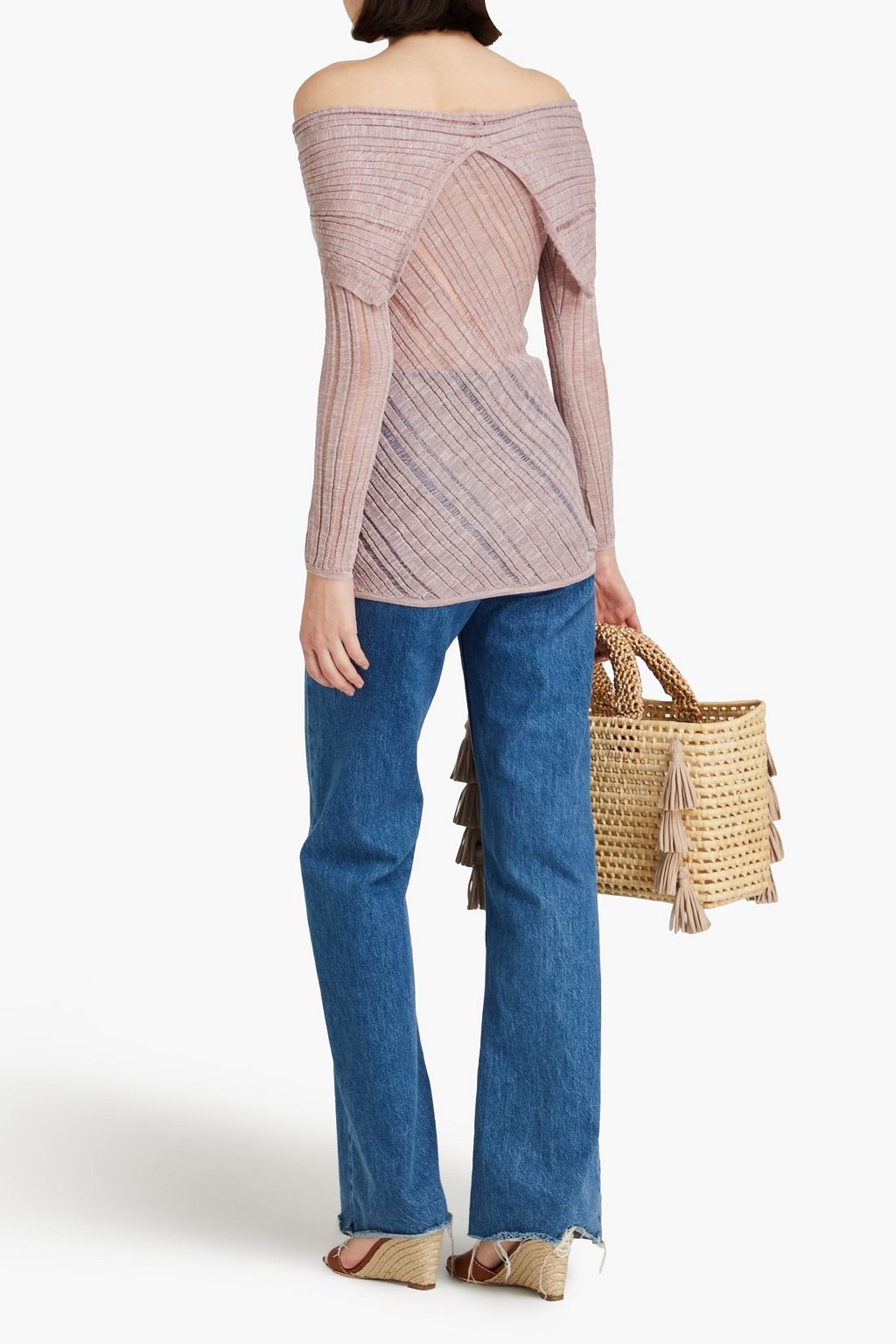 CULT GAIA Off-the-shoulder ribbed-knit top