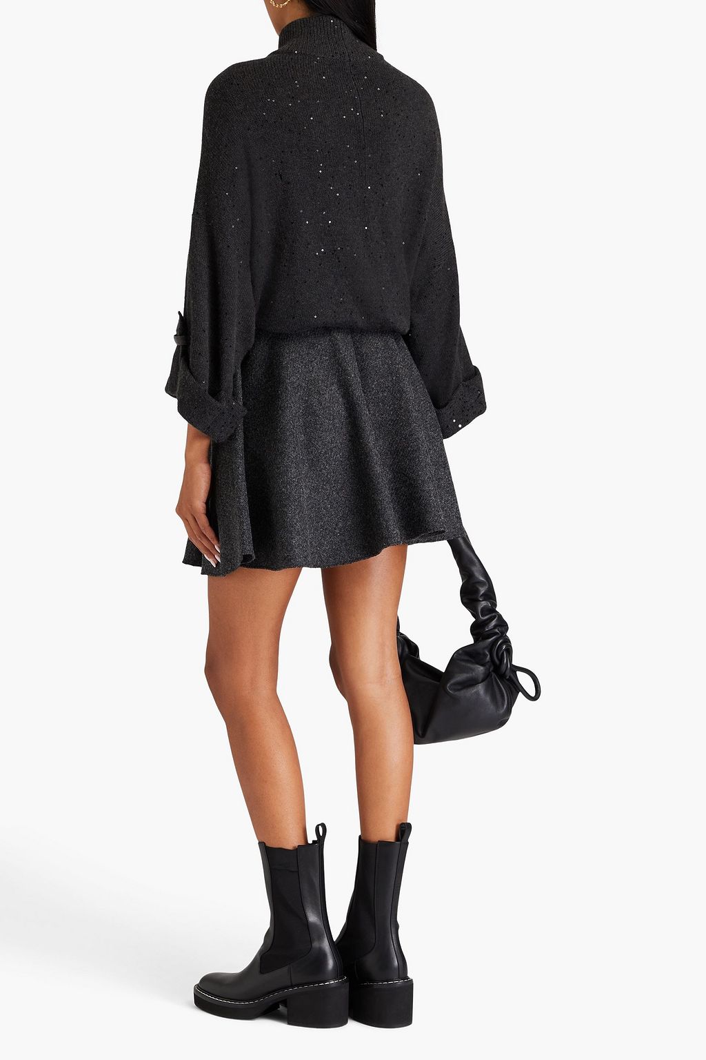 BRUNELLO CUCINELLI Embellished cashmere and silk-blend turtleneck sweater