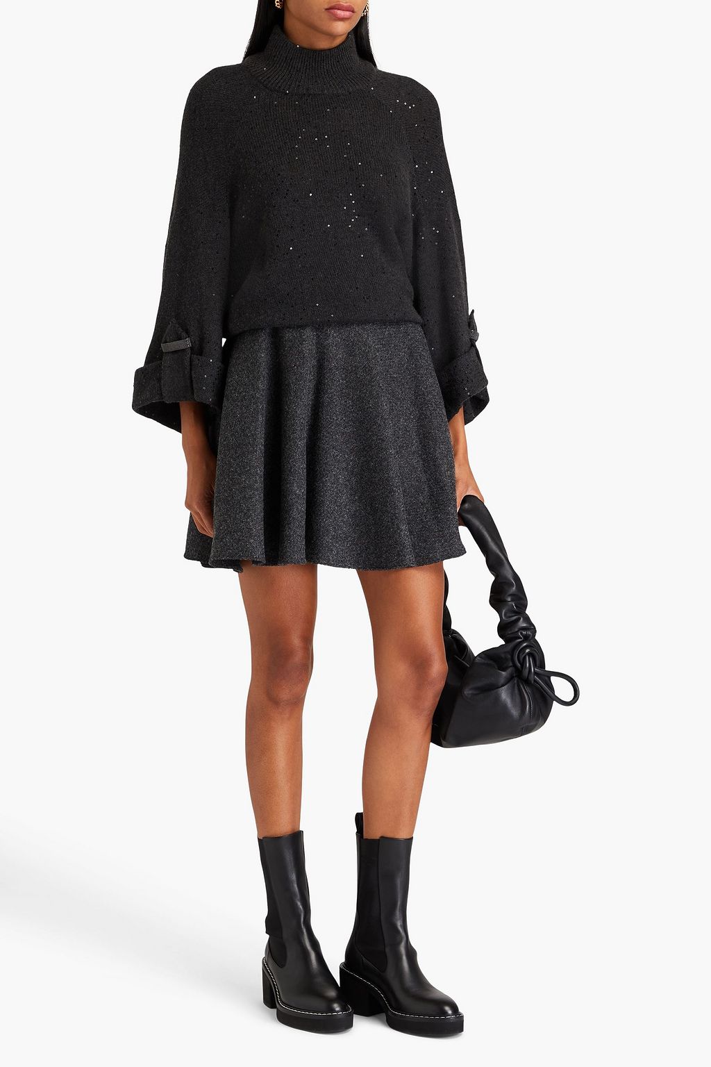 BRUNELLO CUCINELLI Embellished cashmere and silk-blend turtleneck sweater
