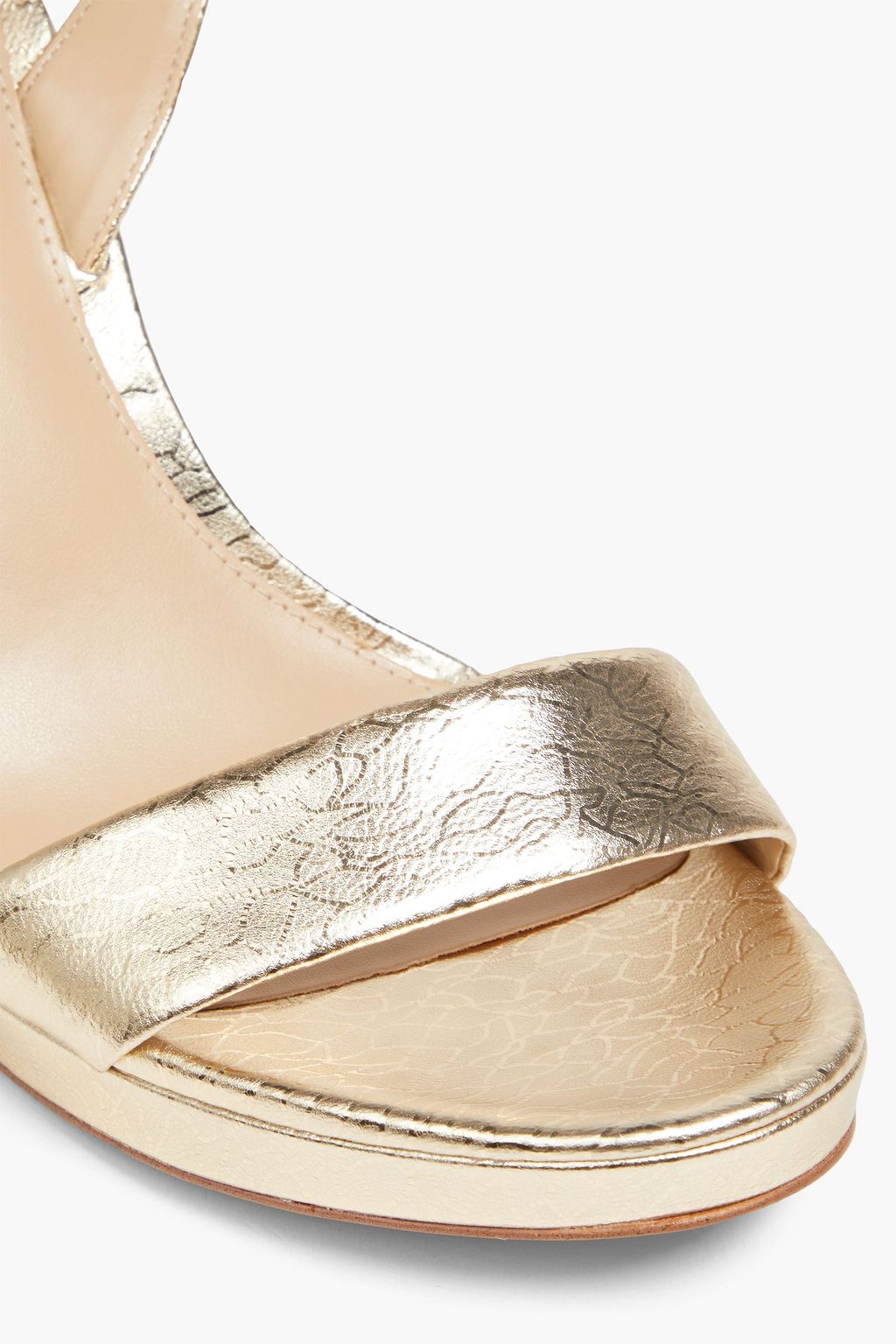SAM EDELMAN Jade metallic textured-leather platform sandals