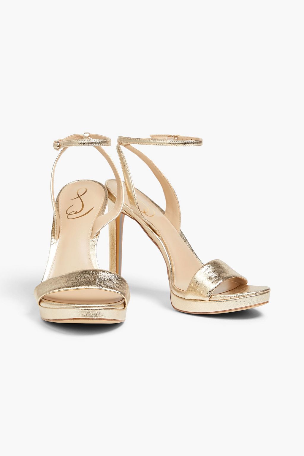 SAM EDELMAN Jade metallic textured-leather platform sandals