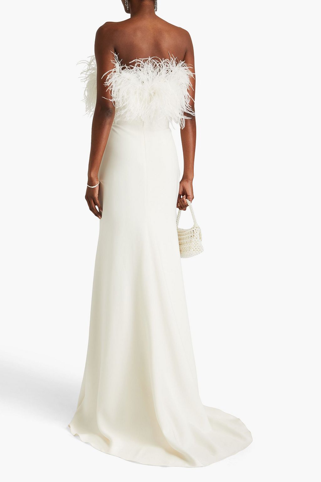 JENNY PACKHAM Strapless feather-embellished crepe gown
