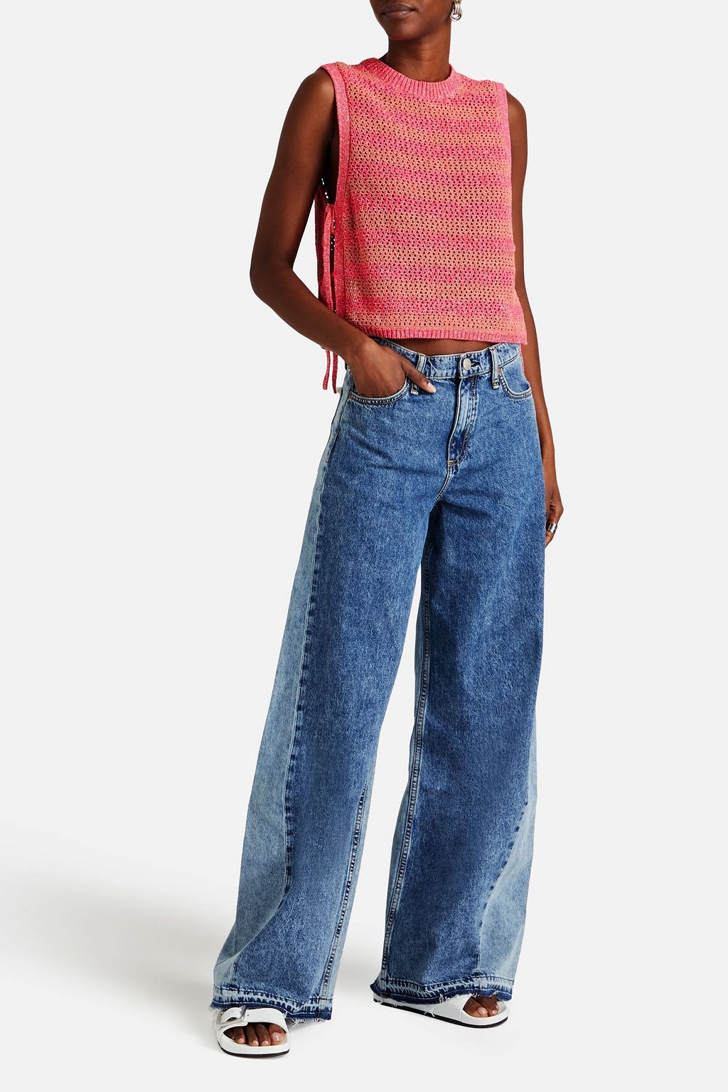 RAG & BONE Carson striped open-knit tank
