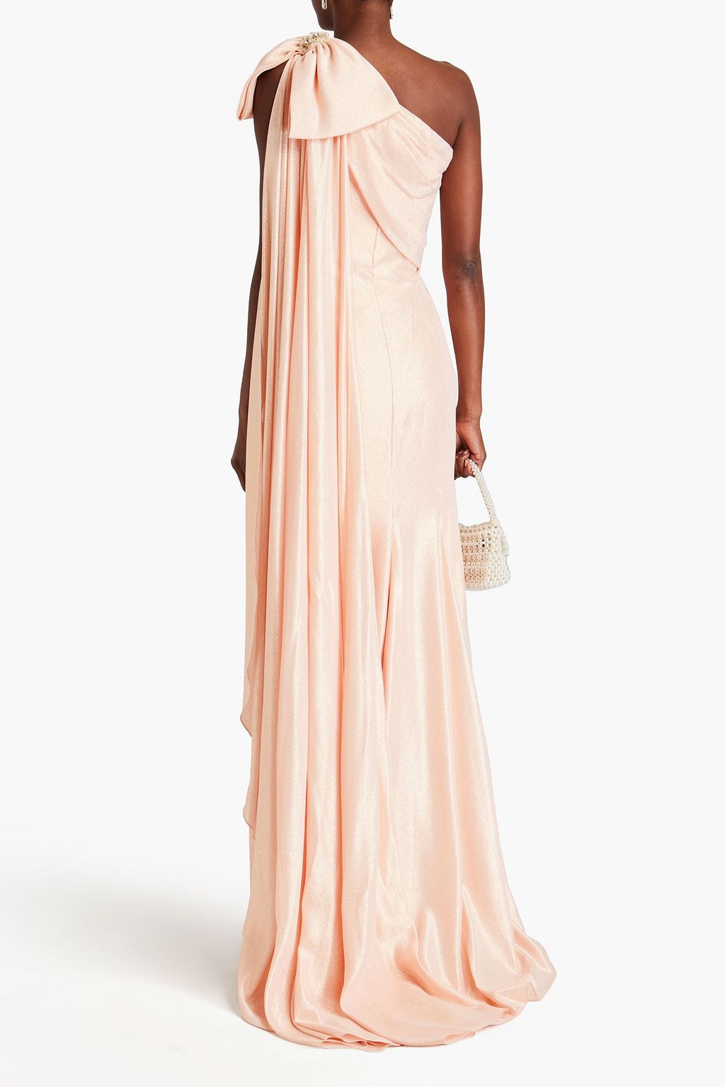 JENNY PACKHAM 원 숄더 보우 디테일 라메 가운