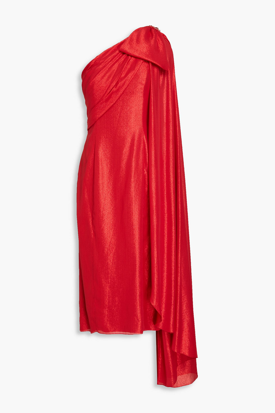 Jenny Packham Imogen One-shoulder Midi Dress In Red