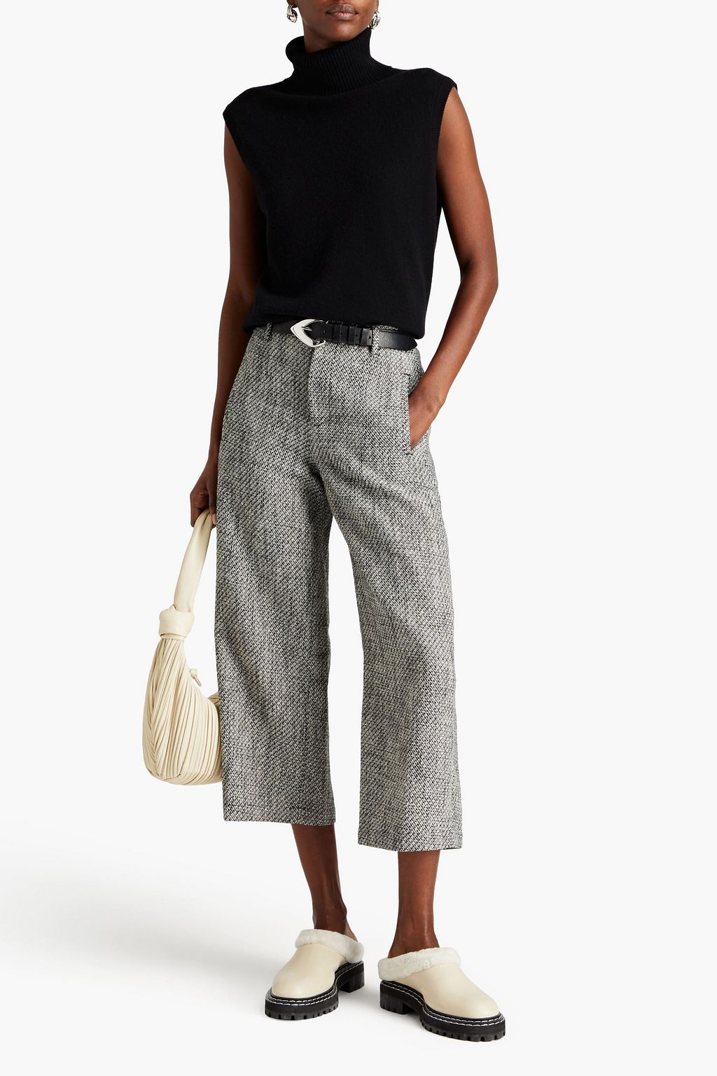 RAG & BONE بنطال «ديلان» بأرجل مستقيمة من التويد المصنوع من مزيج من القطن بتصميم قصير