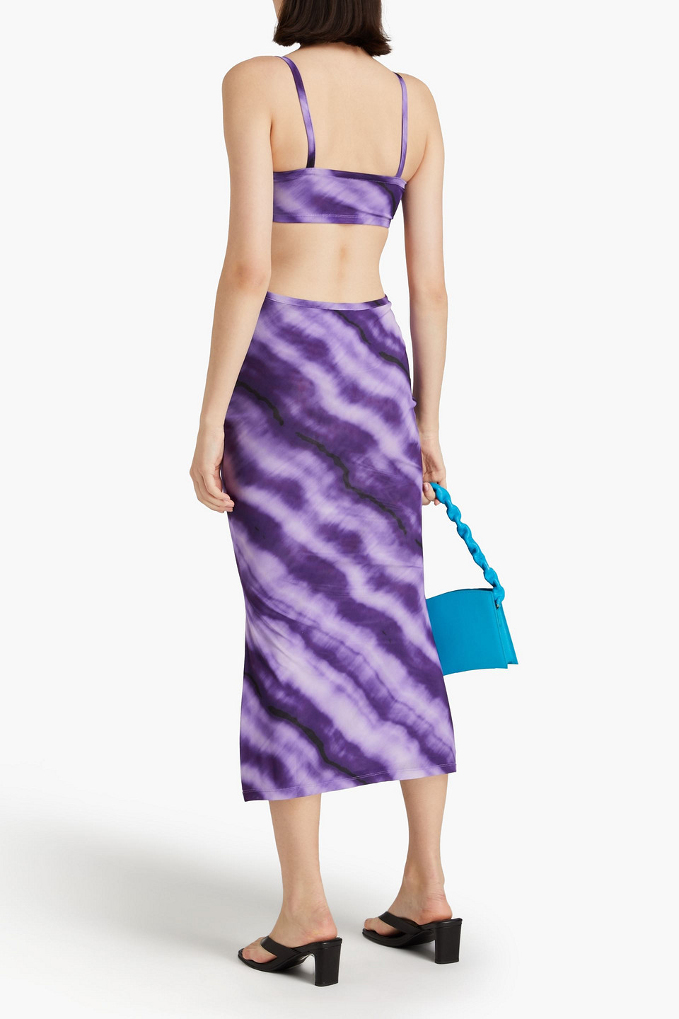 Cult Gaia Kumi Cutout Tie-dyed Stretch-mesh Midi Dress In Purple