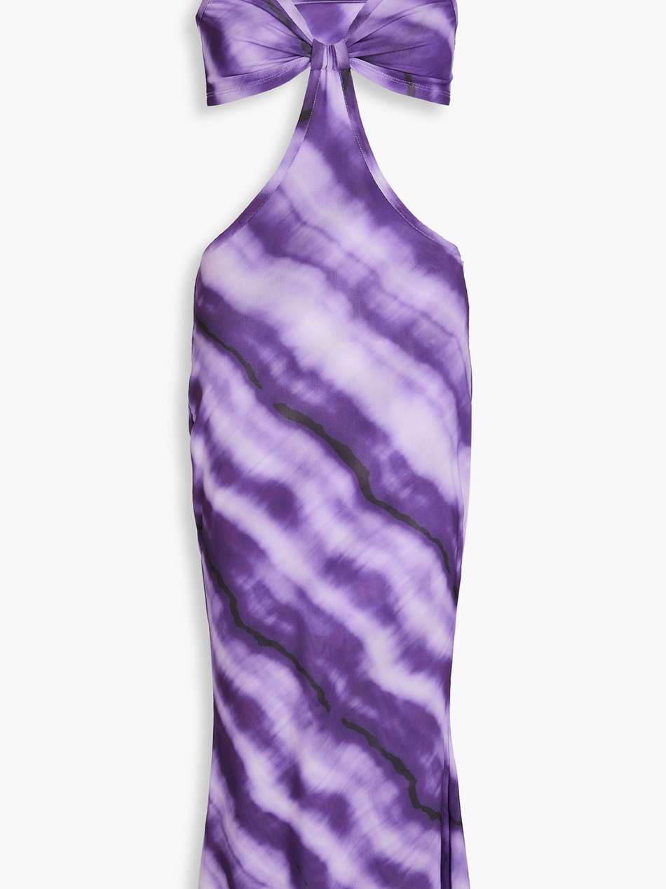 kumi cutout tie-dyed stretch-mesh midi dress