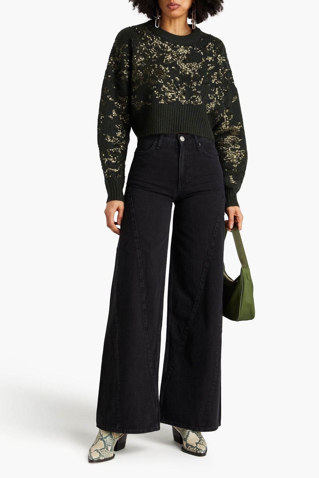 RAG & BONE جينز بأرجل واسعة وبخصر عالٍ