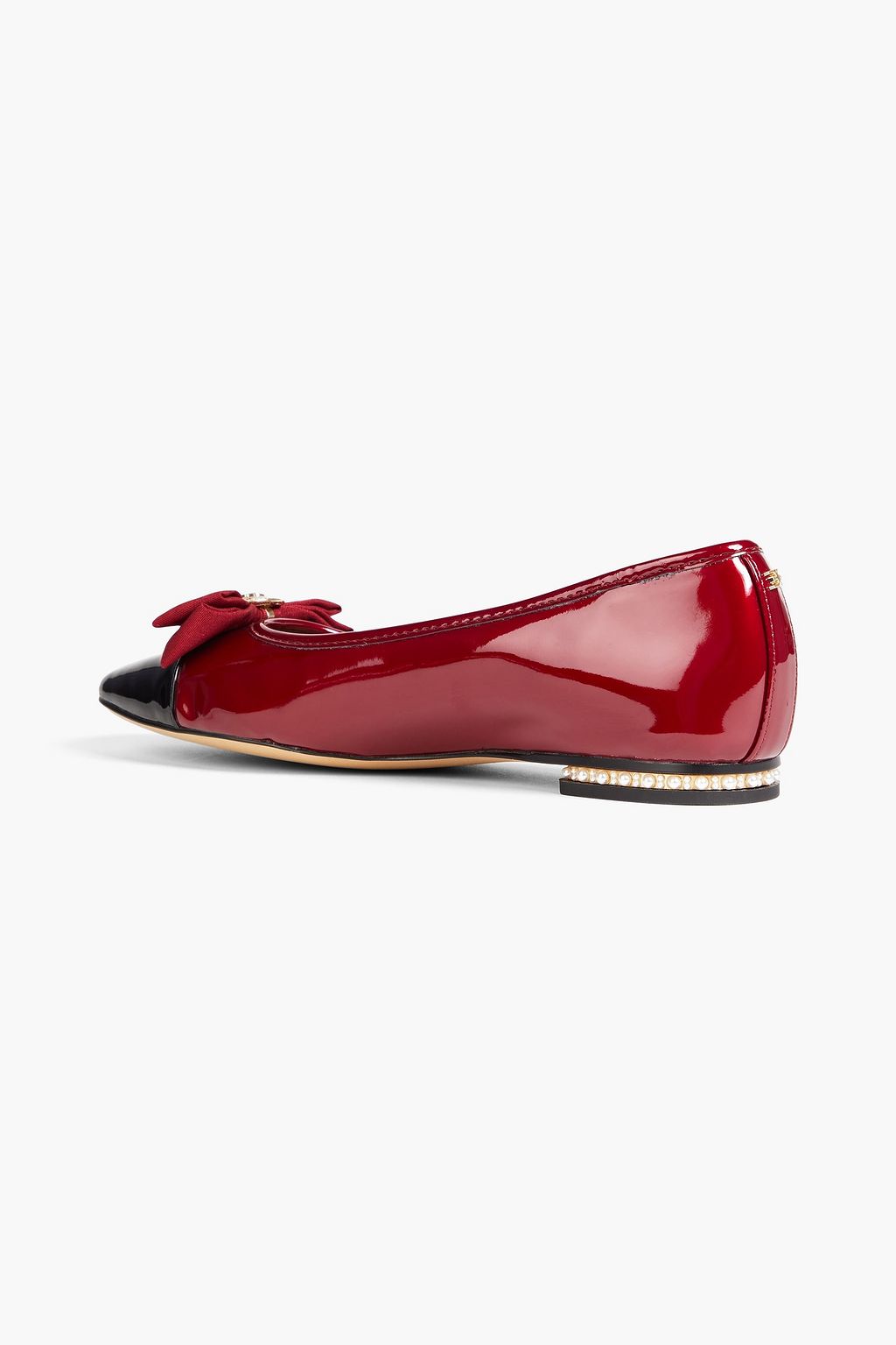 SAM EDELMAN Maren bow-detailed two-tone patent-leather ballet flats