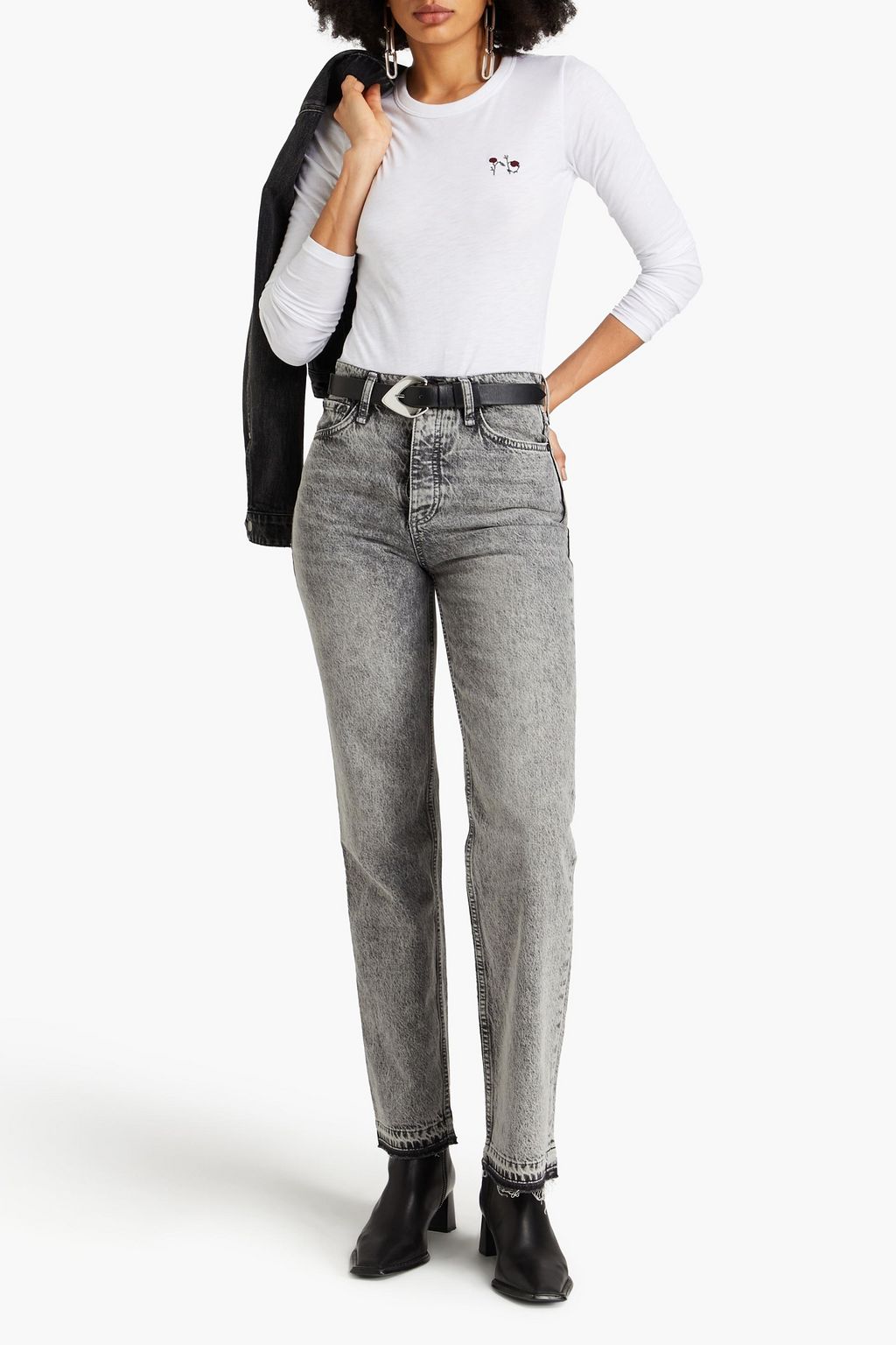RAG & BONE ハイライズ ストレートレッグジーンズ ケミカルウォッシュ