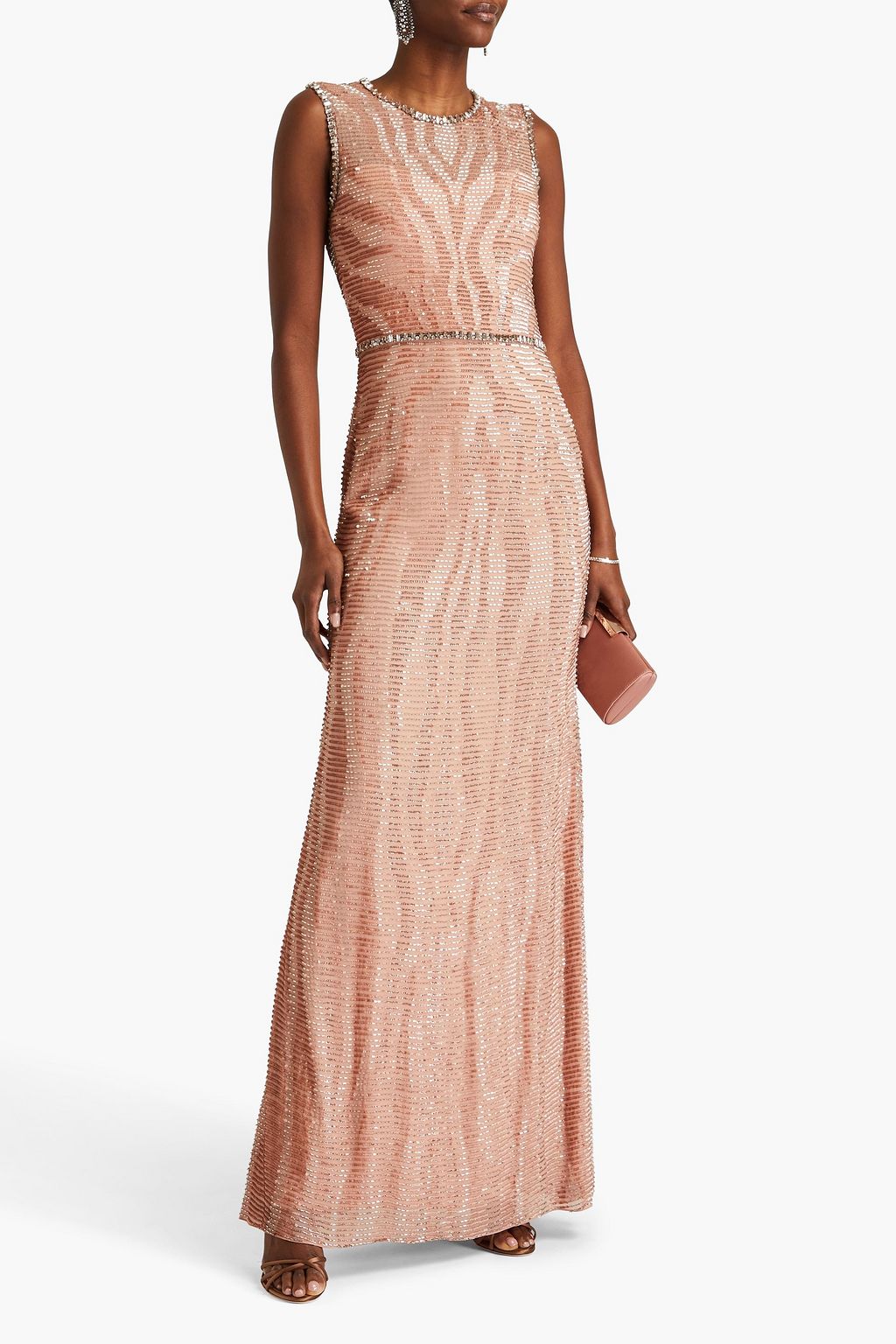 JENNY PACKHAM فستان سهرة من الكريب بتصميم مزركش