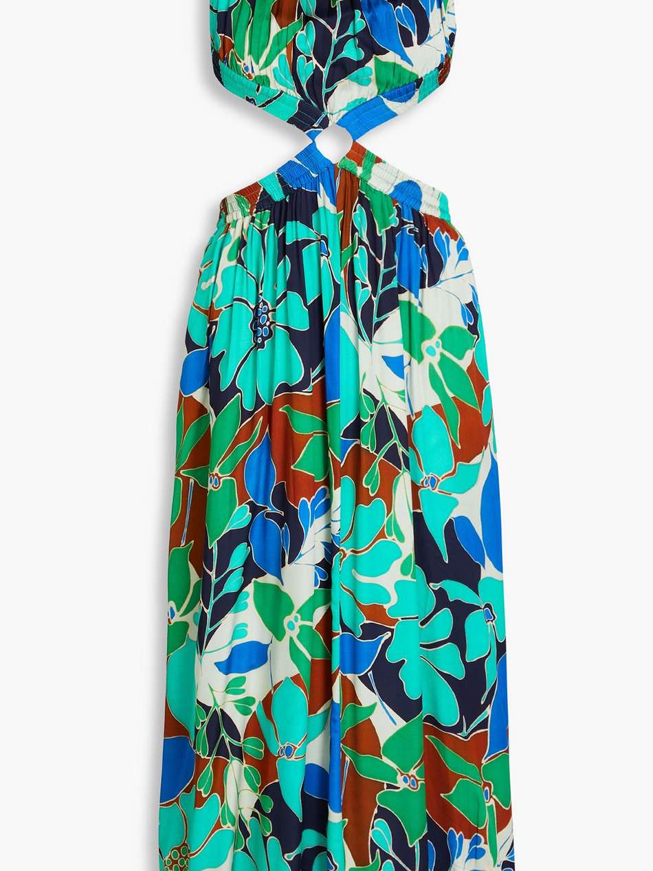 theia cutout floral-print crepe maxi dress