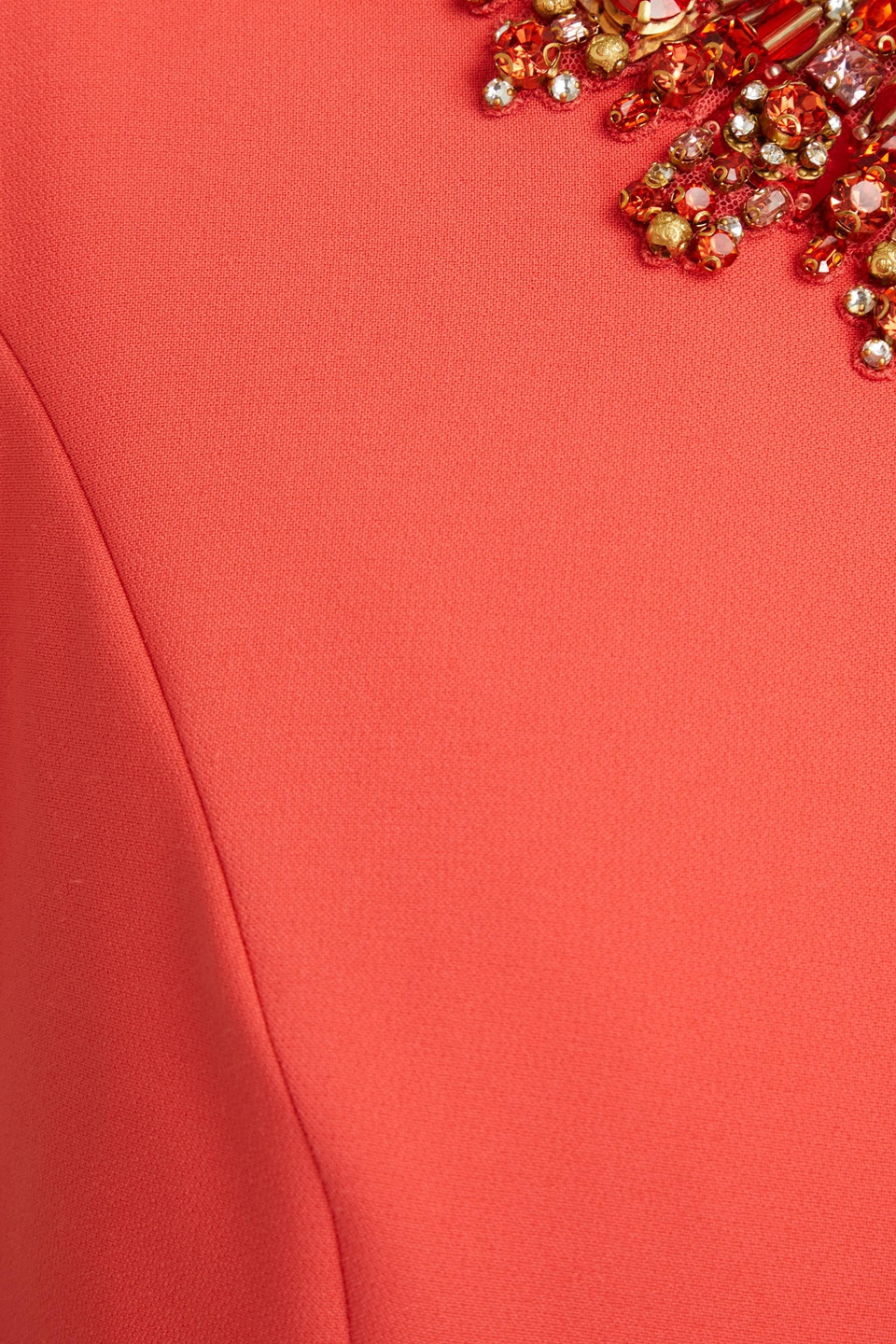 Shop Jenny Packham Embellished Crepe Midi Dress In Coral