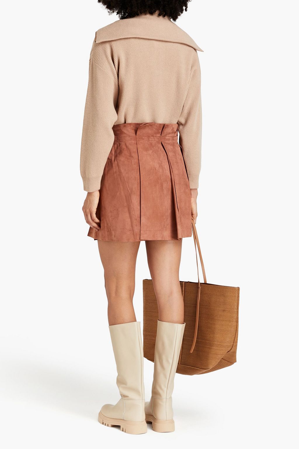BRUNELLO CUCINELLI Pleated nubuck mini skirt