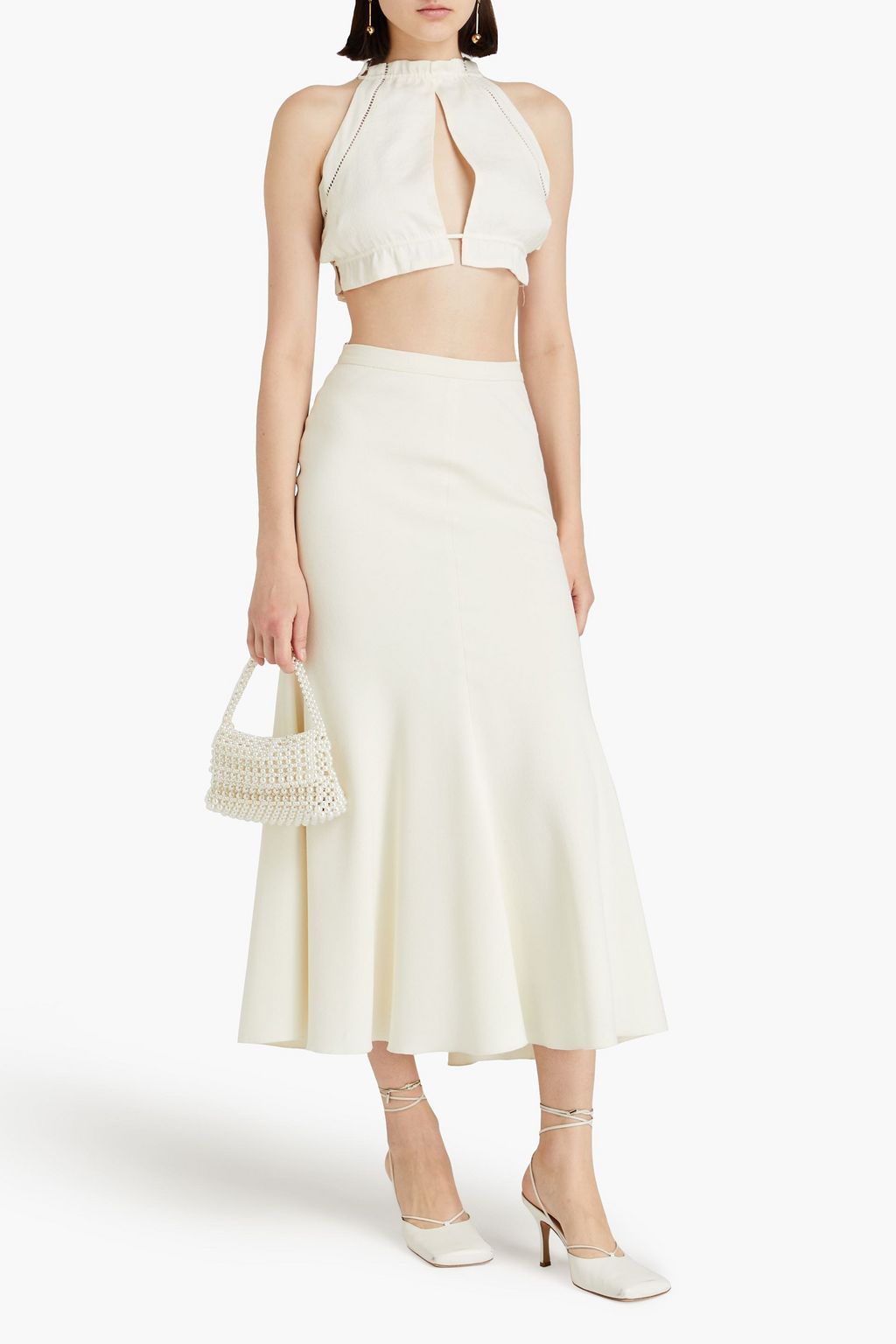 CULT GAIA Orli cropped cutout woven top